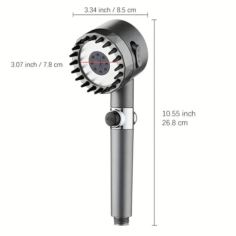 New self-contained silicone soft particle massage showerhead, three-position function adjustable pressurized showerhead. RISE DEFENSE SYSTEMS.AI PRODUCTS