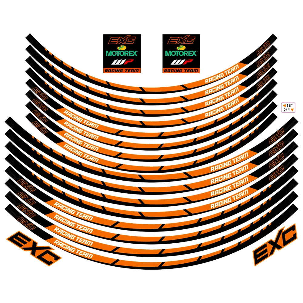 For 125/250/300/350/450/500/525 Exc Racing E-XC Motorcycle Wheels Sticker 18″21″ Inch Rim Stripe Reflective Tape Hub Decals RISE DEFENSE SYSTEMS.AI PRODUCTS