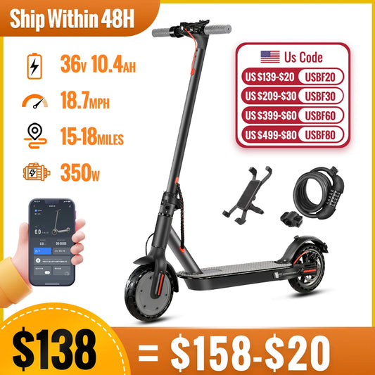 SUNNIGOO N7PRO Electric Scooter Adults 36V 10.4Ah Escooter Long Range 19 Miles Lightweight Kick Scooter US Stock Black With Gift RISE DEFENSE SYSTEMS.AI PRODUCTS