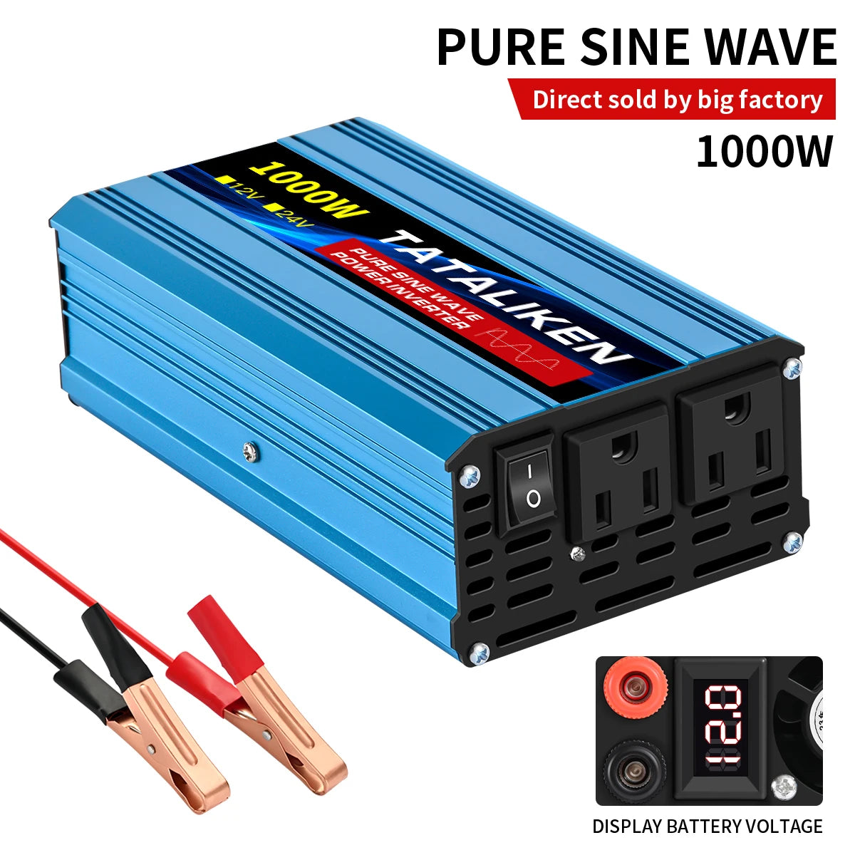DC 12V/24V to AC 110V60HZ Pure Sine Wave Inverter screen 1600-10000w suitable for Car solar High Energy Converter with LED RISE DEFENSE SYSTEMS.AI PRODUCTS