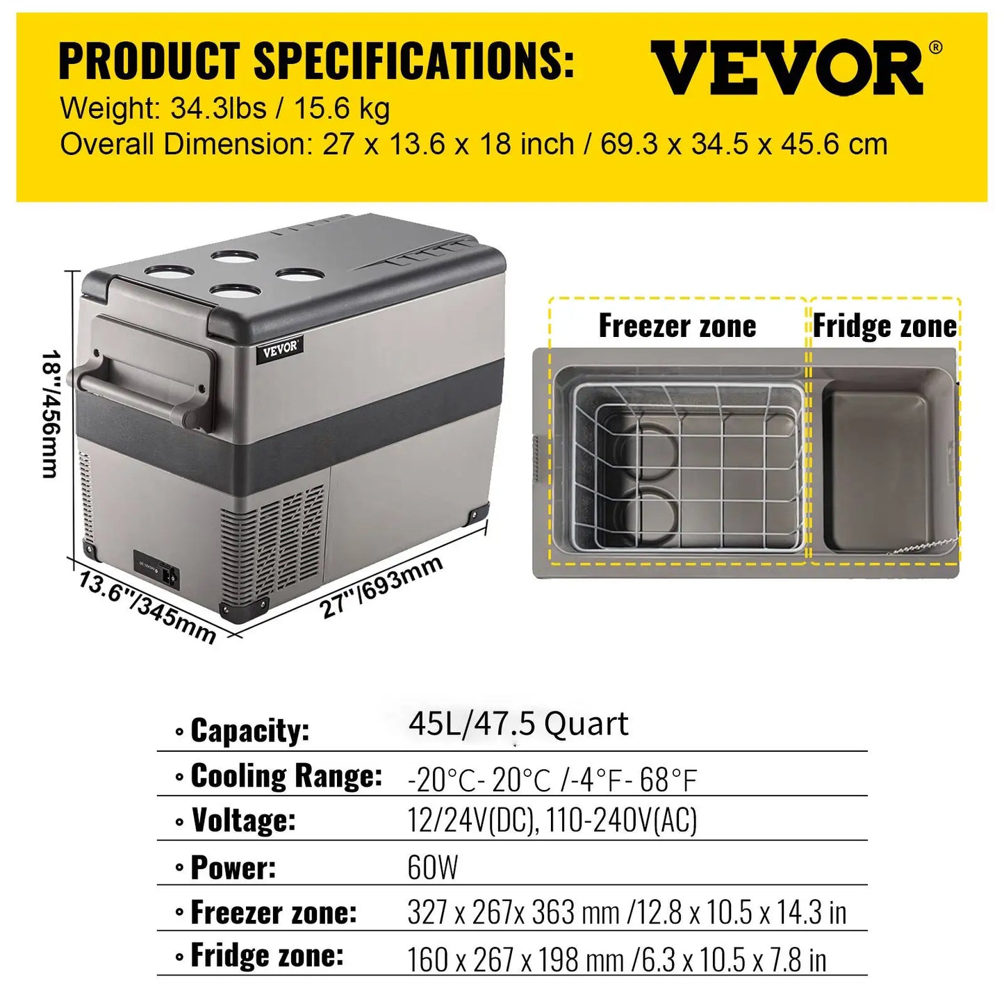 VEVOR 20L 22L 35L 45L 55L Car Refrigerator Mini Fridge Freezer Portable Compressor Cooler 12/24V DC 110-240V Ice Box for Camping RISE DEFENSE SYSTEMS.AI PRODUCTS