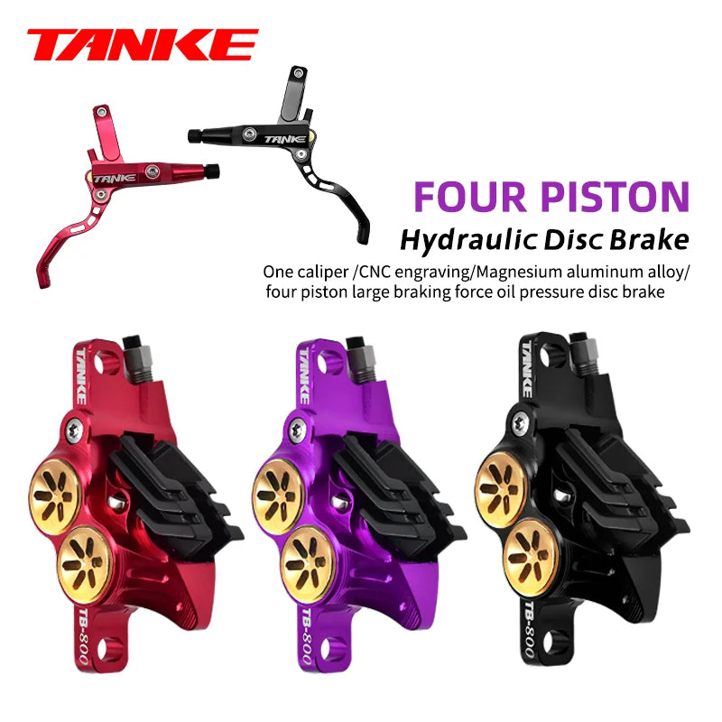 TANKE MTB 4 Piston Hydraulic Disc Brake 900/1700mm  4 Piston Resin Brake Pads Oil Pressure AM DH Road MTB Ultralight Disc Brake RISE DEFENSE SYSTEMS.AI PRODUCTS