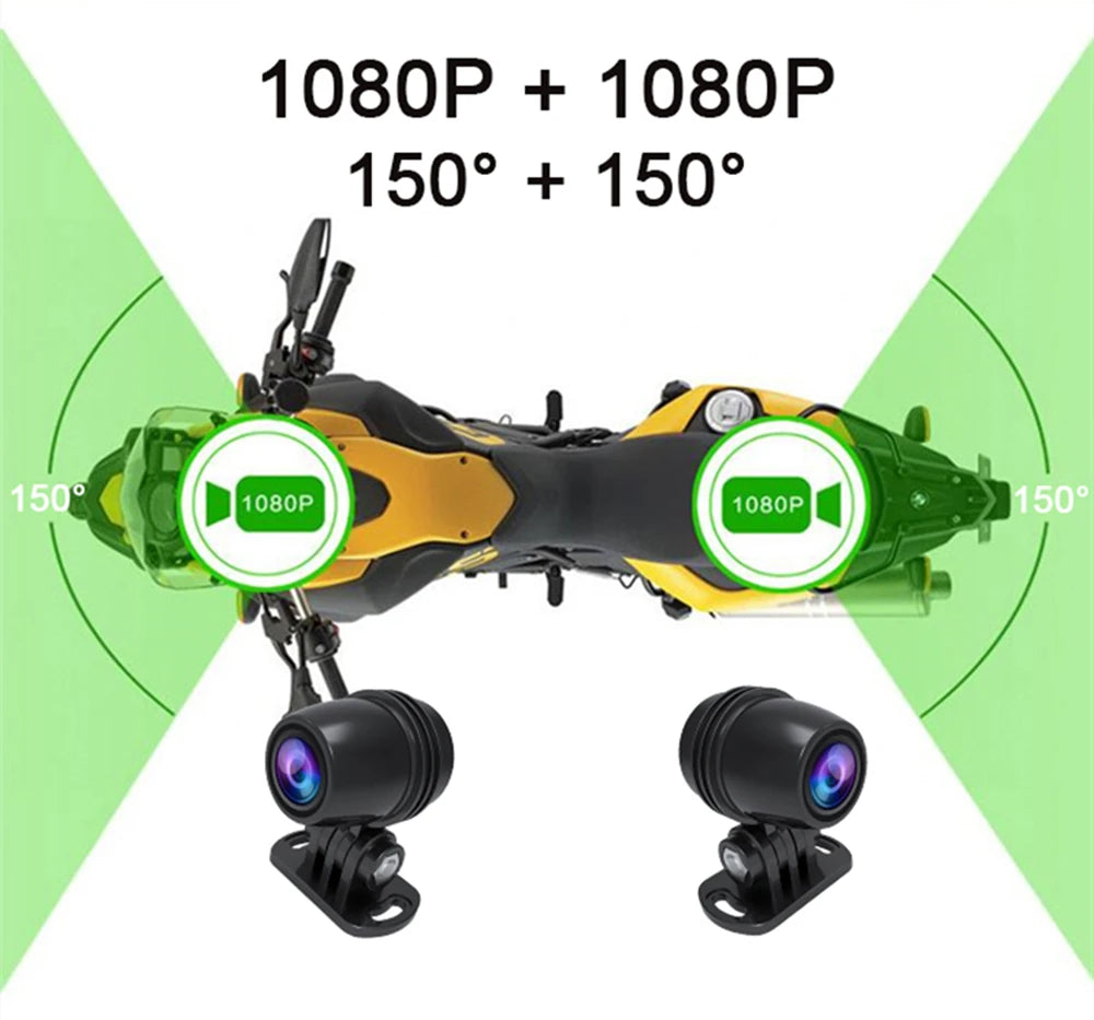 Dual 1080P Motorcycle DVR Full Body Waterproof Moto Camera WiFi GPS Dash Cam Front Rear Driving Video Recorder Black Box RISE DEFENSE SYSTEMS.AI PRODUCTS
