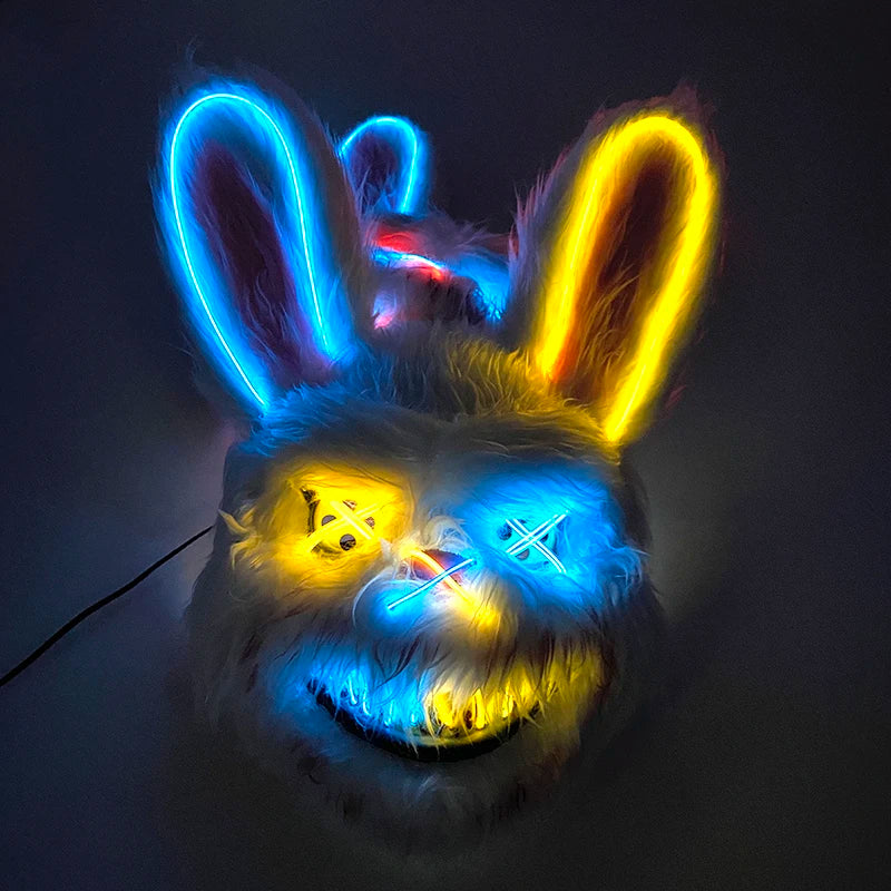 Halloween luminous Scary Bunny Mask LED light up Bloody Bunny Mask Creepy Masks With Ears for Girl boy Halloween Cosplay costume RISE DEFENSE SYSTEMS.AI PRODUCTS