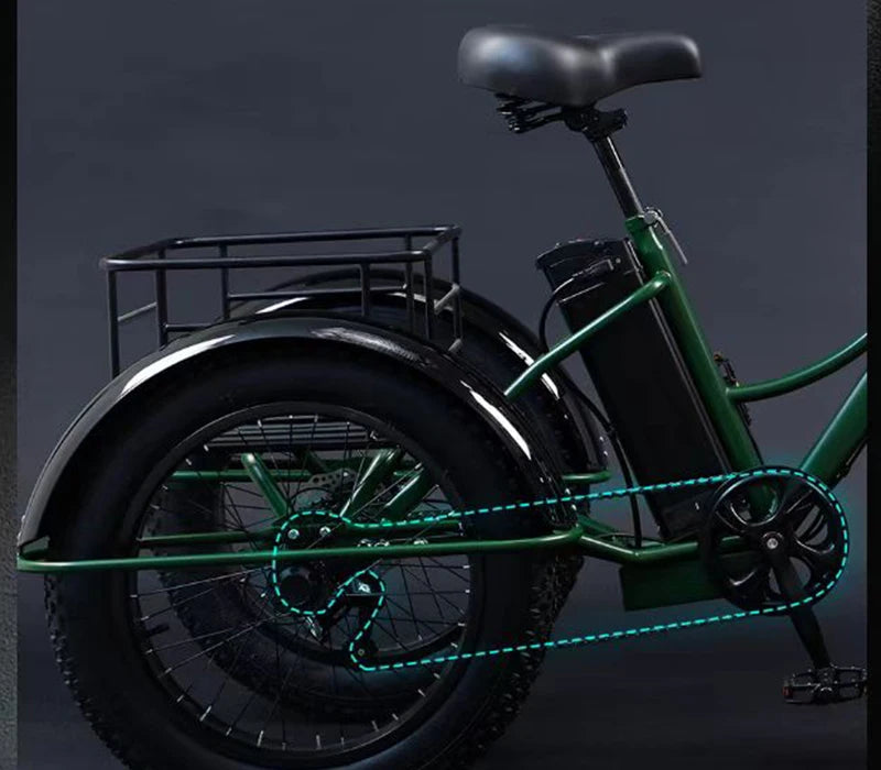 24inch Adult Electric Cargo Tricycle bike 3 wheel Fat tire bicycle scooter motorized electric tricycles E trike for transport RISE DEFENSE SYSTEMS.AI PRODUCTS
