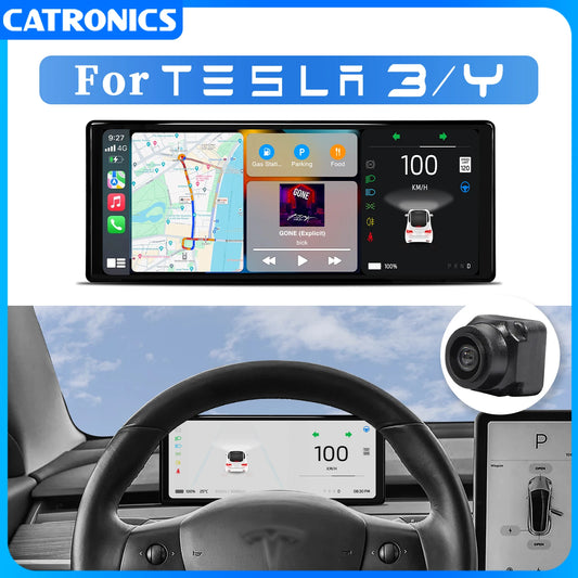 CATRONICS 10-inch Tesla Dashboard with Camera for Model 3 Y 2017-2024 Digital Heads Up Display HUD Tesla Model Y Assessories RISE DEFENSE SYSTEMS.AI PRODUCTS