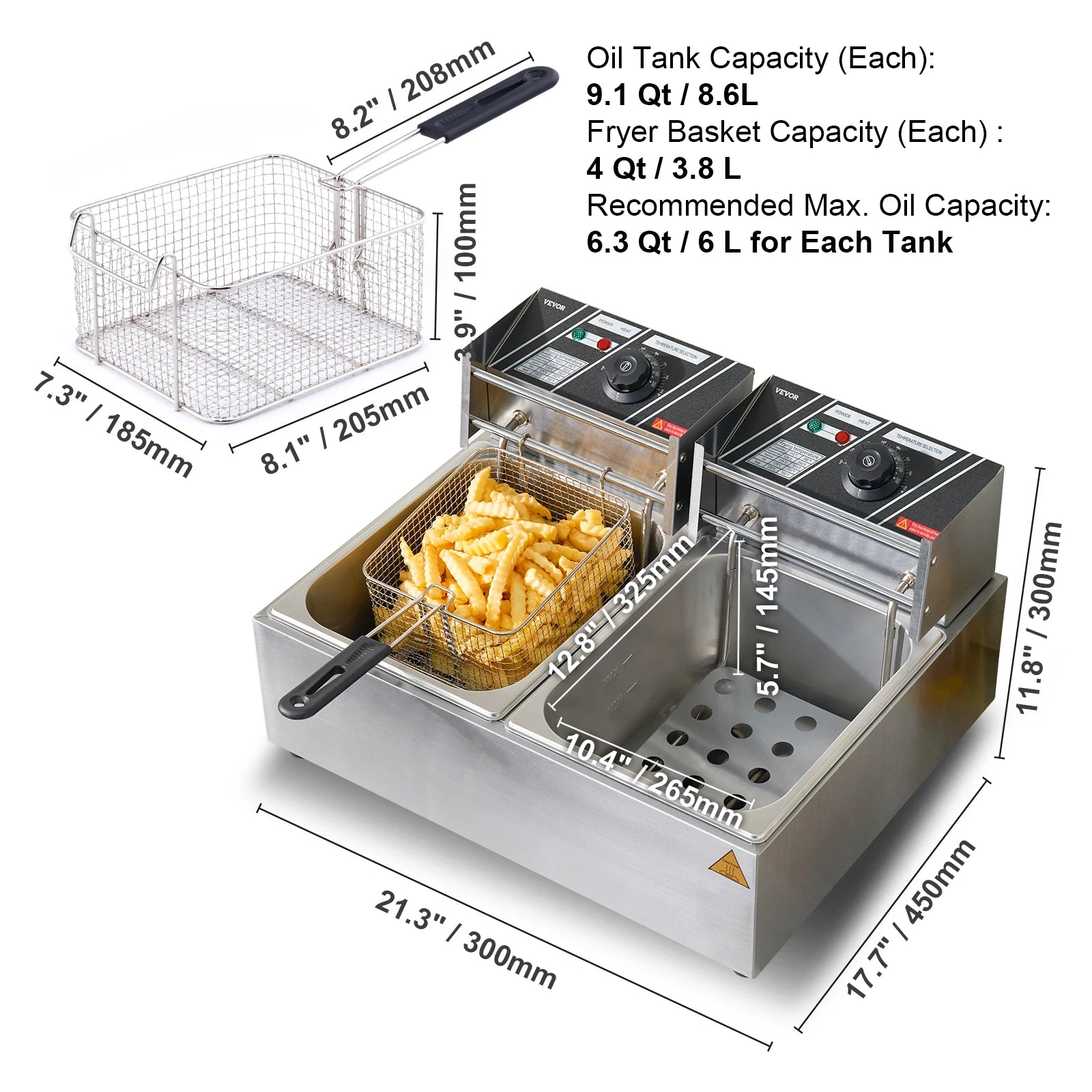 VEVOR Commercial Electric Deep Fryer, 24L 3000W Electric Countertop Fryer with Dual Removable Basket, for Kitchen, Restauran RISE DEFENSE SYSTEMS.AI PRODUCTS
