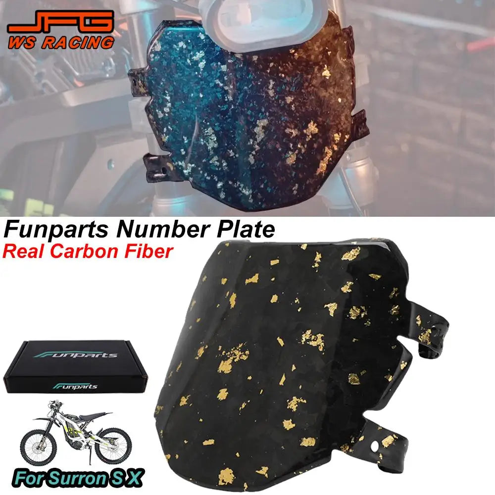 Funparts Number Plate Motorcycles Accessories Carbon Fiber Panel For Surron Sur Ron Light Bee S X SEGWAY X160 X260 Electric Bike RISE DEFENSE SYSTEMS.AI PRODUCTS