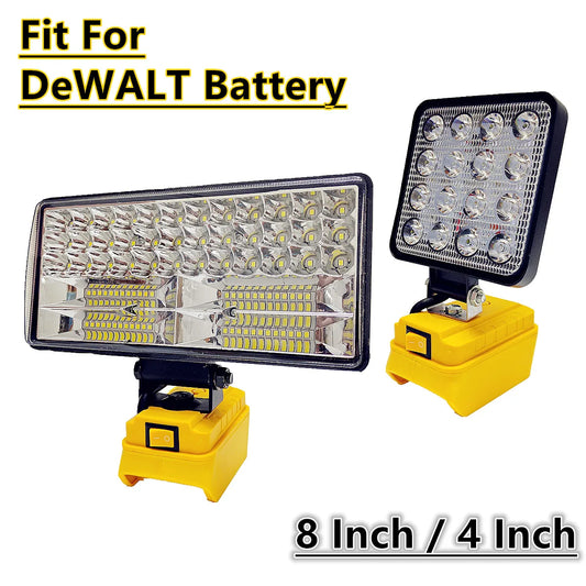 Fit For DeWALT 20V 18V Battery 4/8Inch LED Work Light Portable Spotlights Cordless Outdoor  Fishing Handheld Emergency Tool RISE DEFENSE SYSTEMS.AI PRODUCTS