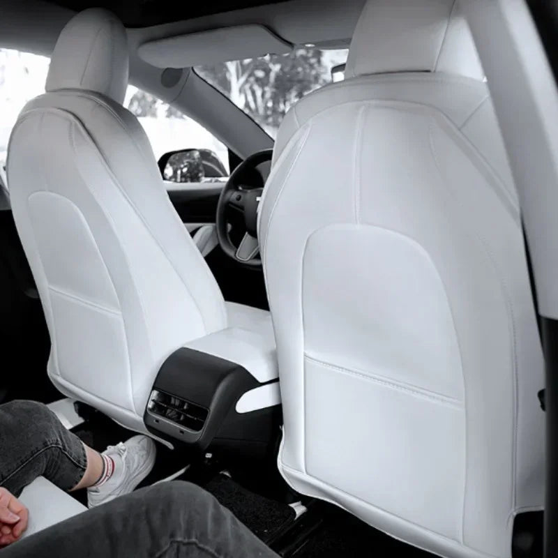 Car Seatback Protector For Tesla Model 3 Y 3+ Highland 2024 Seat Back Protective Child Anti-Kick Mats Black Leather Accessories RISE DEFENSE SYSTEMS.AI PRODUCTS