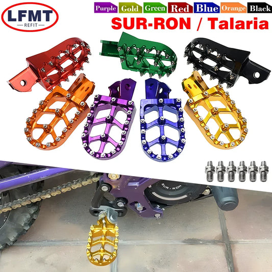 Motorcycle CNC Footpegs Foot Pegs Rests Pedals For Sur-Ron Surron Sur ron Light Bee S  Light Bee X Off-Road Electric Foot Pedals RISE DEFENSE SYSTEMS.AI PRODUCTS