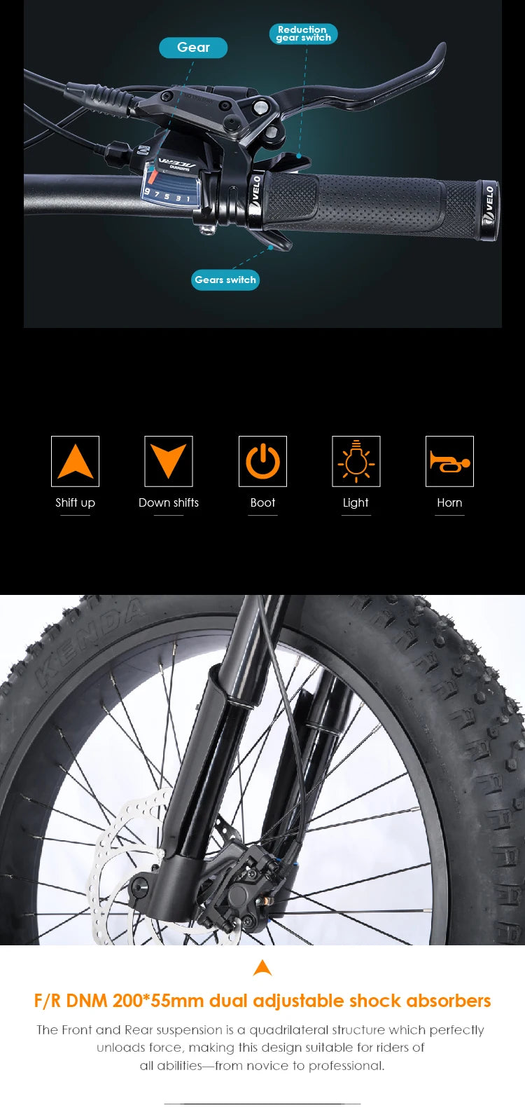 HEZZO 52V 1000W 21Ah Carbon Fiber Electric Bicycle BAFANG Middrive Ebike, 26x4.5 
