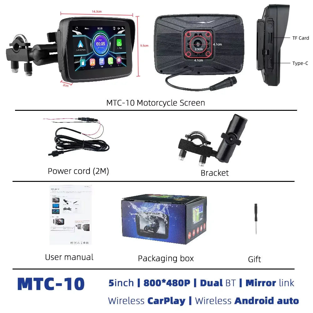 EKIY Motorcycle Navigation Apple CarPlay Display Screen Portable Motorcycle Wireless Android Auto Monitor Waterproof RISE DEFENSE SYSTEMS.AI PRODUCTS