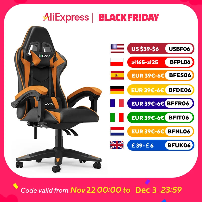 Gaming Chair Office Chair Ergonomic PU Leather Computer Desk Chair with Headrest and Lumbar Support Game Chairs Racing Chair RISE DEFENSE SYSTEMS.AI PRODUCTS