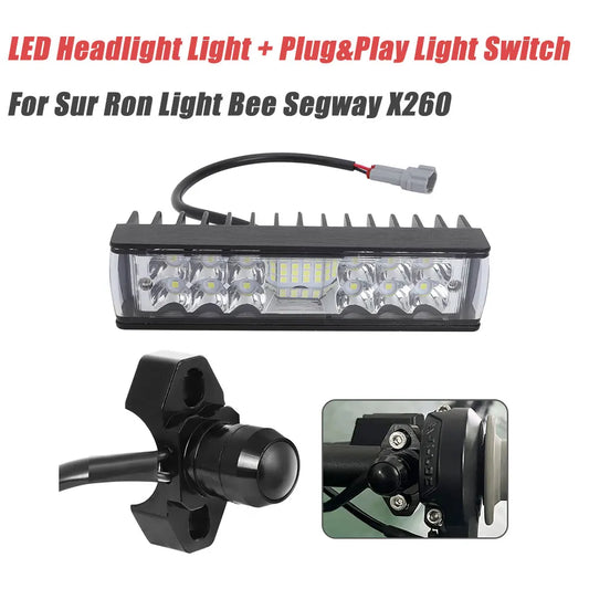 LED Headlight Light and Plug&Play Switch Set For Sur Ron Surron Bee X Segway X260 Waterproof Off-Road Bike Head Lamp Plug RISE DEFENSE SYSTEMS.AI PRODUCTS