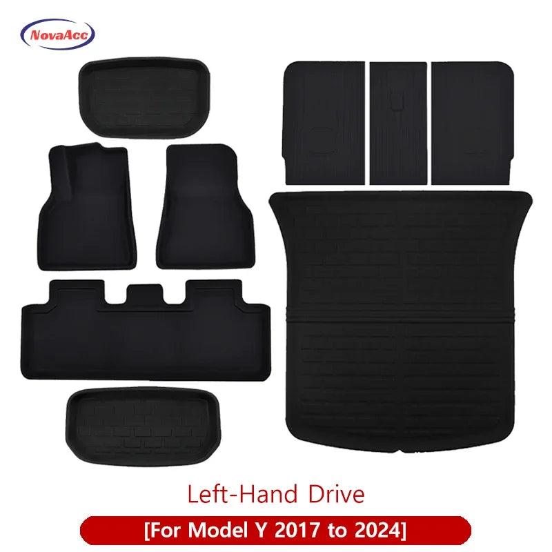 For Tesla Model Y 3 Highland Floor Mat Trunk Luggage Mat LHD RHD 2017 to 2024 2025 Left Right Rudder Four Seasons Floor Liner RISE DEFENSE SYSTEMS.AI PRODUCTS