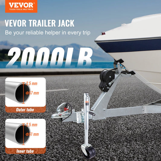 VEVOR 1000/1500lbs Trailer Jack Tongue Stand with Solid Jockey Sidewind Round Wheel Lifting Boat RV Parts Accessories RISE DEFENSE SYSTEMS.AI PRODUCTS