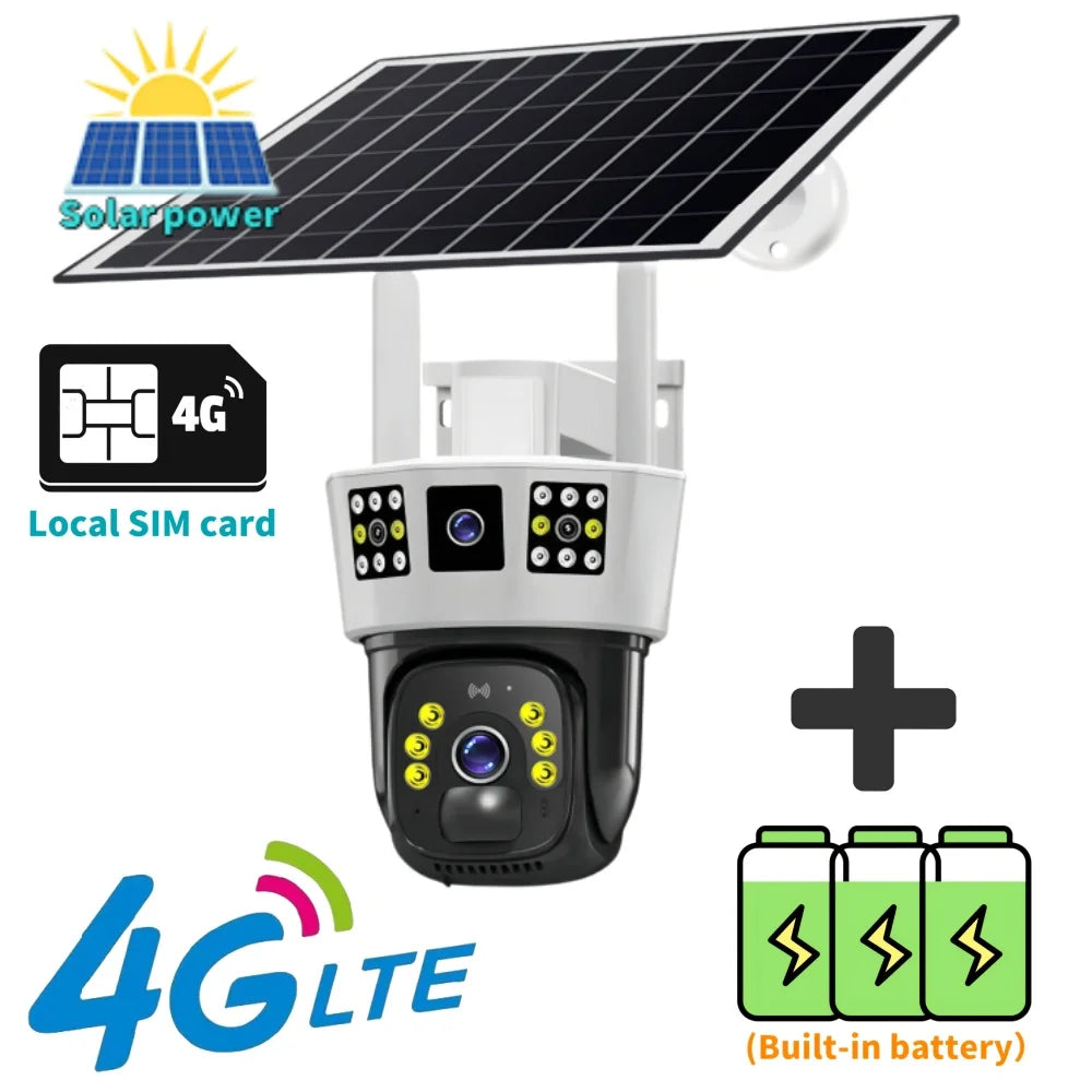 V380Pro Outdoor Solar Camera CCTV 4G SIM Card Surveillance with Night Vision PIR Human Detection Wifi 12MP 6K for Home Security RISE DEFENSE SYSTEMS.AI PRODUCTS