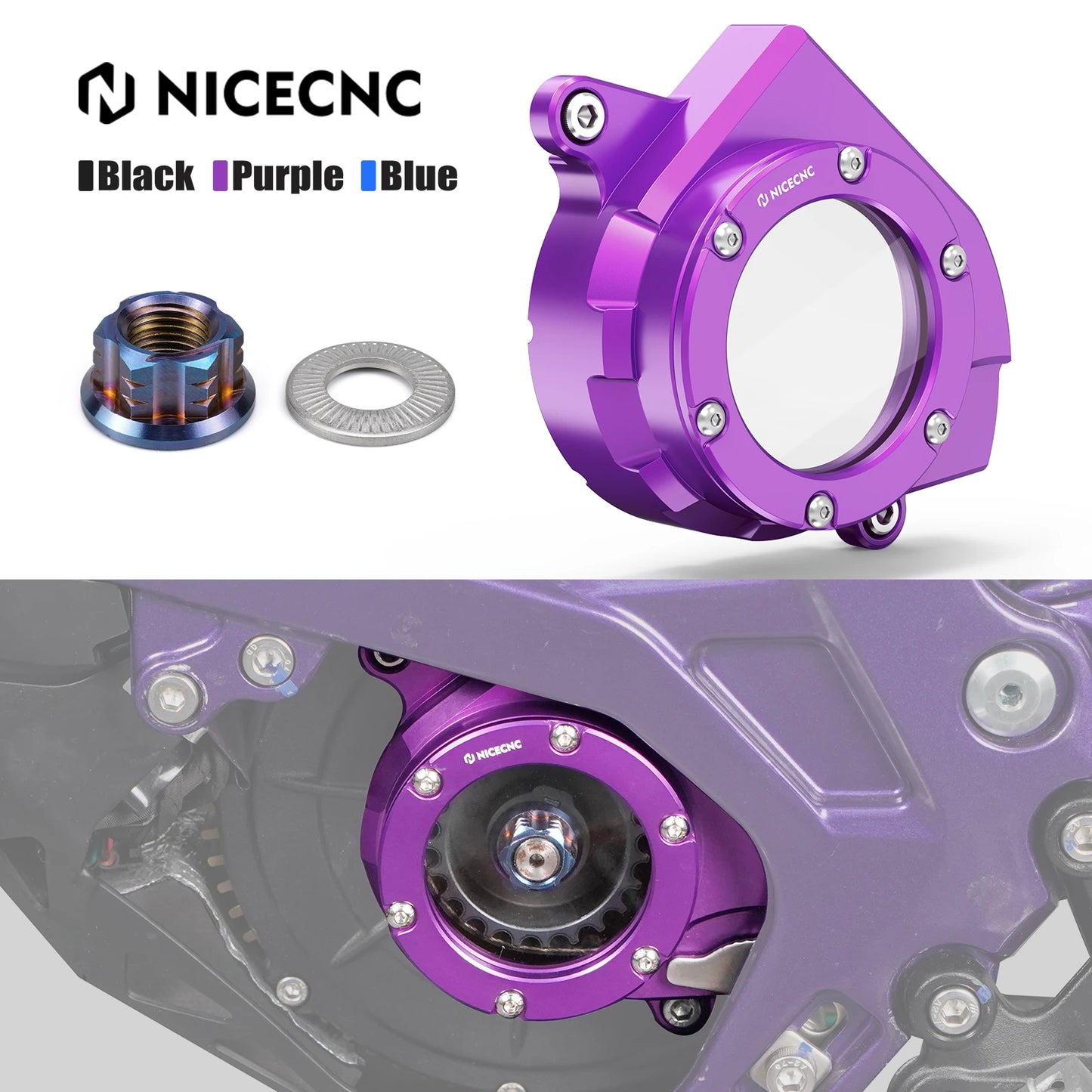 NICECNC For Surron Light Bee X Electric Bike Engine Case Saver Motor Pulley Guard Cover Light Bee S Primary Belt Pulley Nut Kit RISE DEFENSE SYSTEMS.AI PRODUCTS