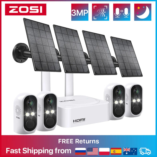 ZOSI 2K 8CH Battery Powered Wireless Security Camera System 3MP Outdoor Cameras with Two Way Audio Video Surveillance Kit RISE DEFENSE SYSTEMS.AI PRODUCTS