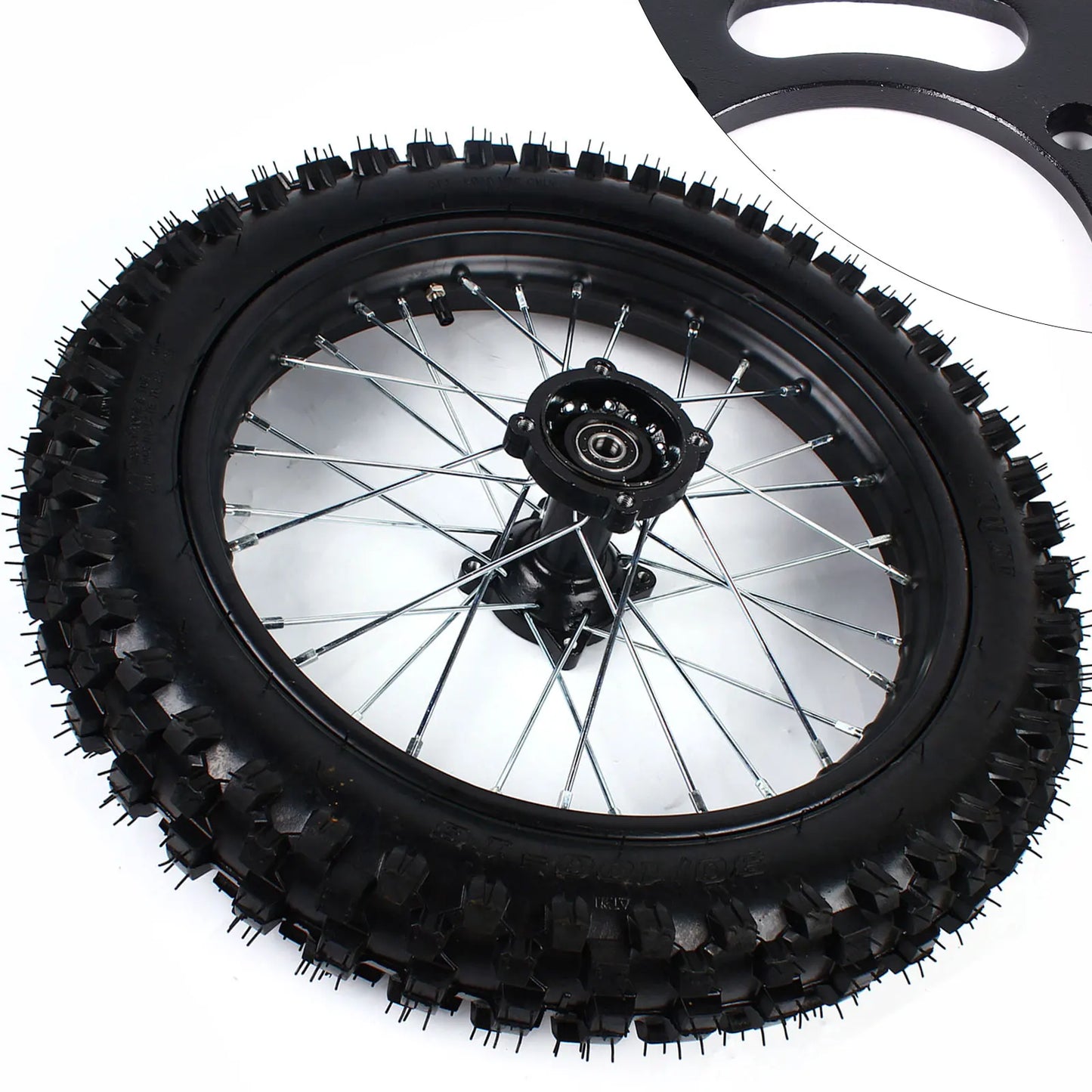 90/100-16 Rear Wheel Tire, 16" Rear Wheel Rim Tire Assembly W/Bolt & Sprocket for For Dirt Pit Bike TTR125 KX100 CRF100 Apollo RISE DEFENSE SYSTEMS.AI PRODUCTS