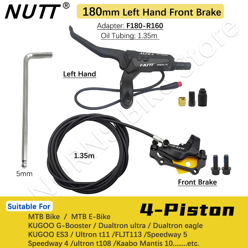 NUTT 4 Piston Y-5 Electric E-Bike Scooter Disc Brake Hydraulic Bicycle 140 160 180 Rotor For A5-D KUGOO Dualtron Kaabo Mantis RISE DEFENSE SYSTEMS.AI PRODUCTS