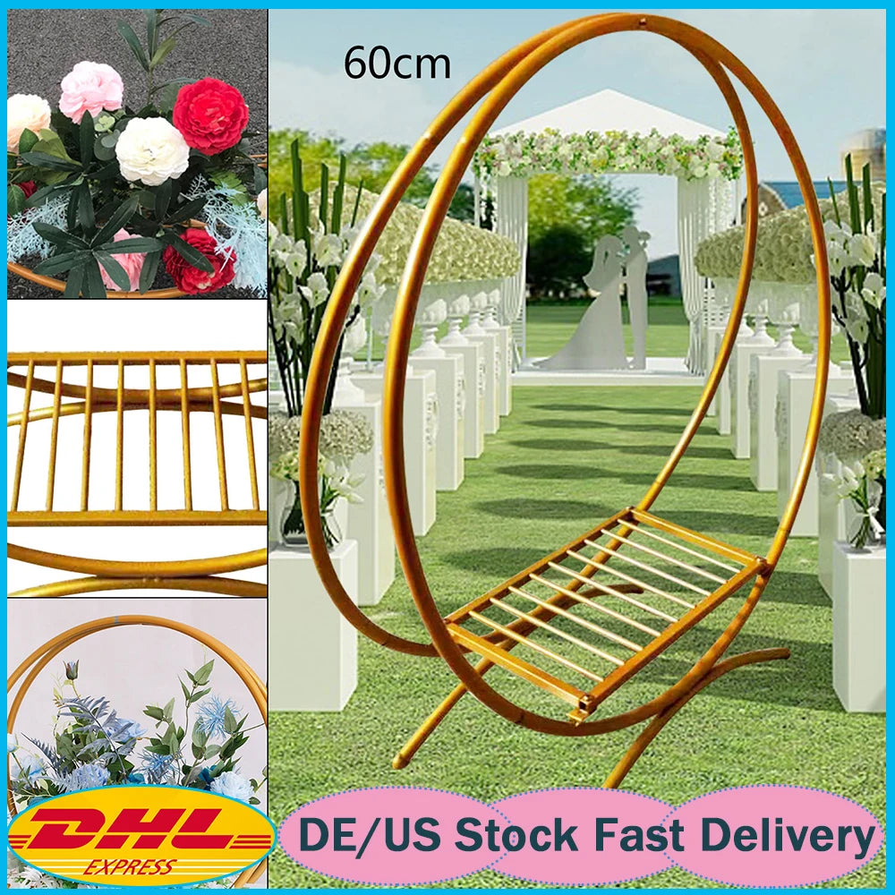 Gold 60cm /80cm Wedding Cake Stand Flower Stand Floral Hoop Wedding Decor Round Metal Wedding Arch Gold Double Hoop Wedding Part RISE DEFENSE SYSTEMS.AI PRODUCTS