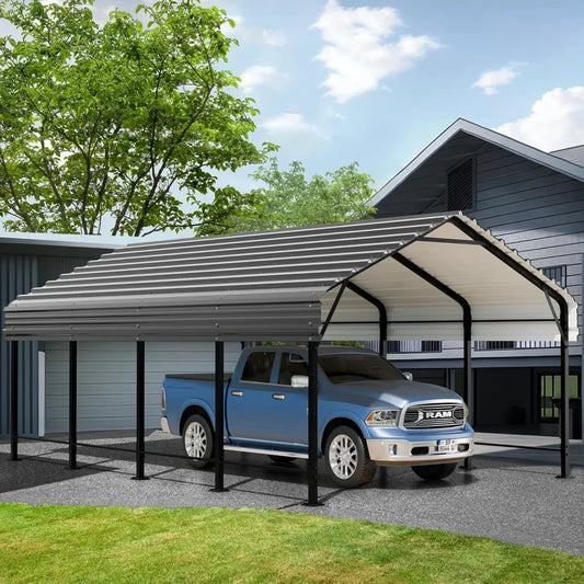 Metal Carport 12 x 20 FT, Galvanized Steel Roof and All-Metal Frame, Car Ports Kits for Outdoor, Garage Car Shelter Shade RISE DEFENSE SYSTEMS.AI PRODUCTS