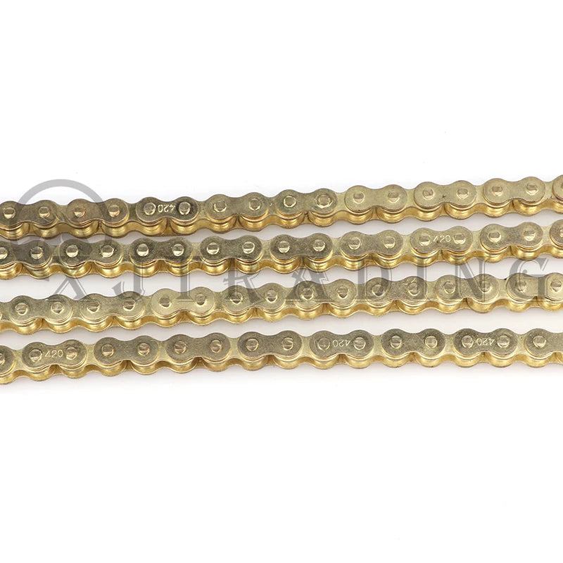 420 Chains Gold 102L/104L/108L/126L/132L/140L links chain For 50cc-150cc dirt bike/pit bike CRF 50 70 SSR Pit Dirt Bike RISE DEFENSE SYSTEMS.AI PRODUCTS