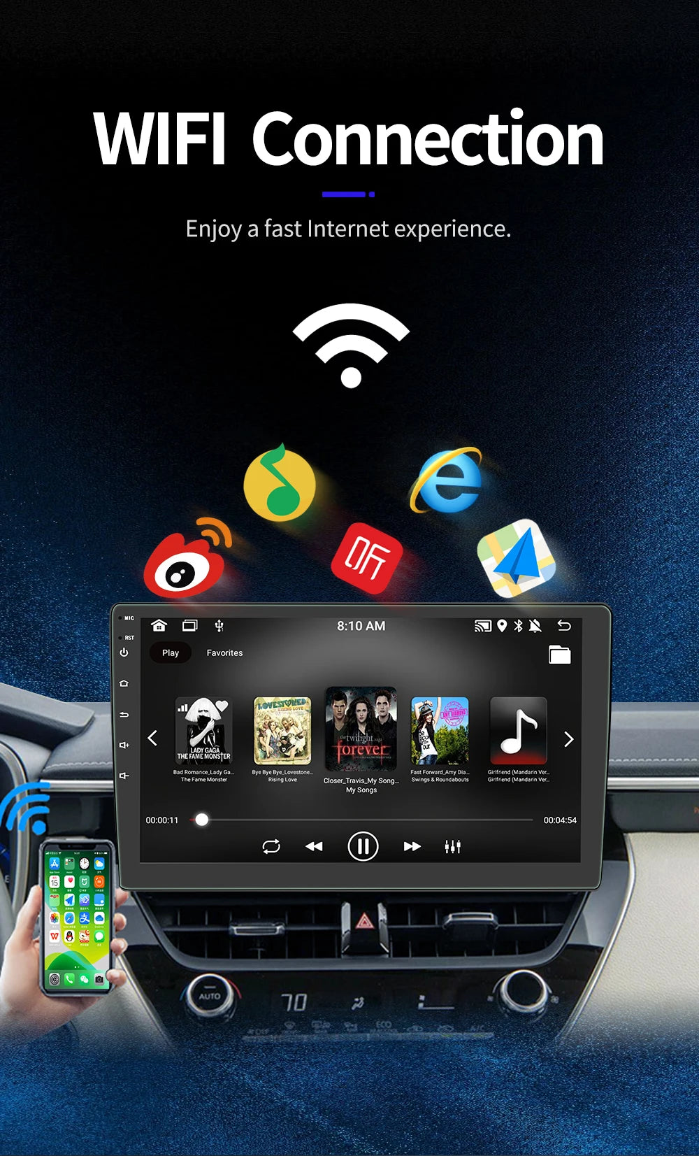 BQCC 4core 2 Din Car Radio Androidauto Carplay Android 13 GPS Car Audio 7"/9"/10" WIFI BT IPS Automotive Multimedia Player RISE DEFENSE SYSTEMS.AI PRODUCTS