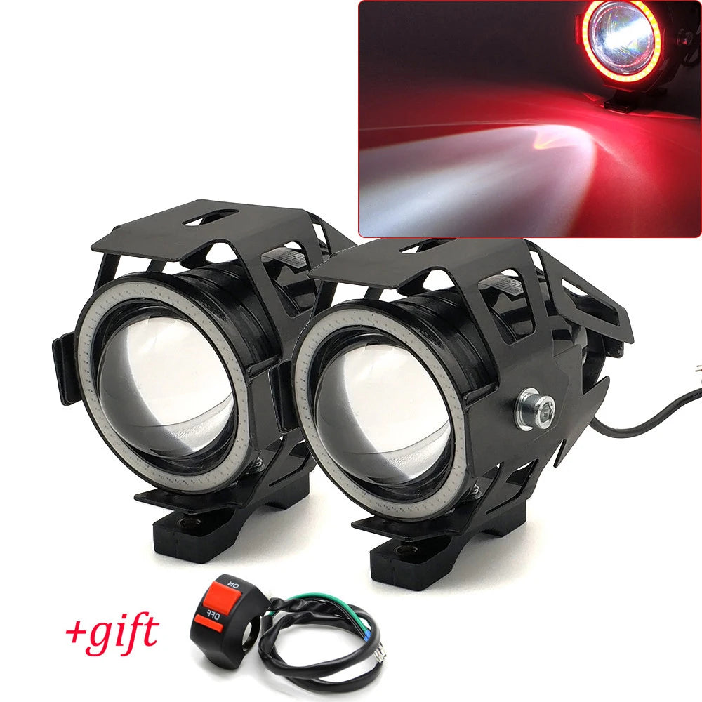 LED headlight for motorcycle Cree LED Angel Eyes DHO U7, strobe light for motorcycle with tube mount RISE DEFENSE SYSTEMS.AI PRODUCTS