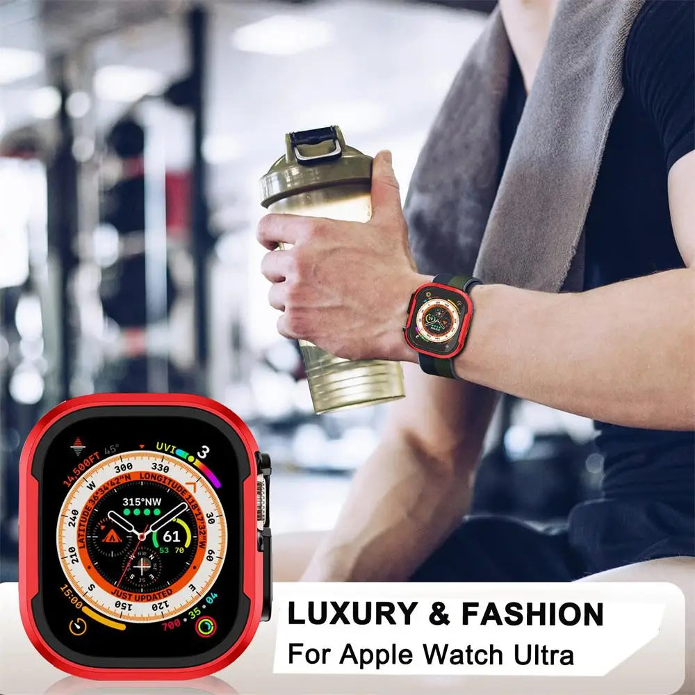 Aluminum alloy Case For Apple Watch Ultra 2 49mm series 9 8 7 6 se 5 TPU Bumper+Metal Frame For iWatch 45mm 41mm 44mm 40mm Cover RISE DEFENSE SYSTEMS.AI PRODUCTS
