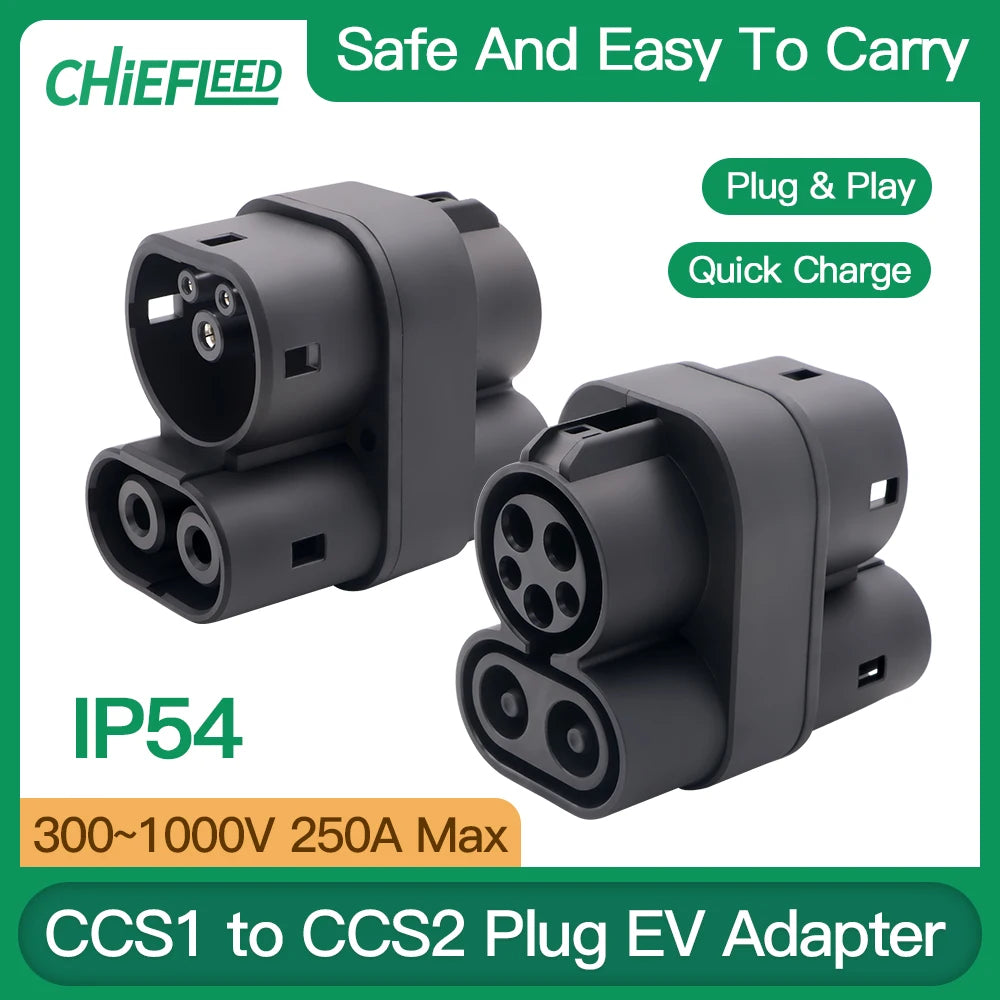 Chiefleed CCS1 to CCS2 EV DC 1000V 250A CCS1 To CCS2 Plug Charging Connectors Adaptor EVCharger Connector AdapterCar Accessories RISE DEFENSE SYSTEMS.AI PRODUCTS