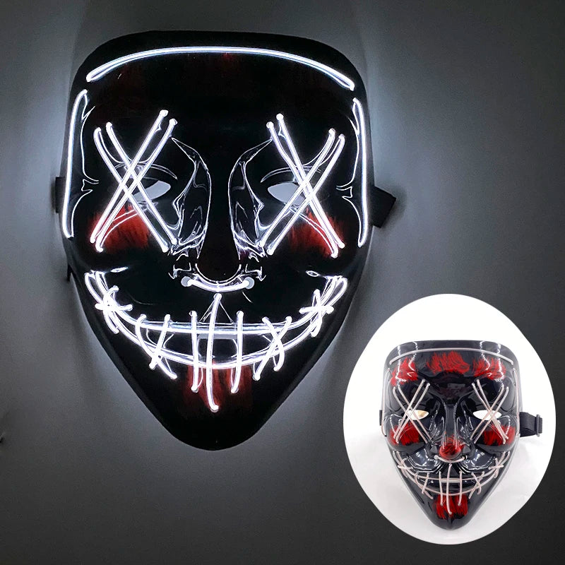Wireless Horror Luminous Glowing Mask Full Face LED Light Purge Mask mascara Halloween Cosplay Party Mask Festival Costume Decor RISE DEFENSE SYSTEMS.AI PRODUCTS