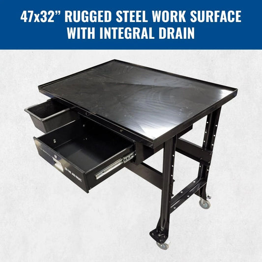 Work Bench, 1000 Lbs Capacity Heavy Duty Automotive Work Table,  Workbench for Garage with Four 4" Swivel Casters, Workbenches RISE DEFENSE SYSTEMS.AI PRODUCTS