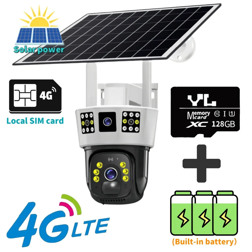 V380Pro Outdoor Solar Camera CCTV 4G SIM Card Surveillance with Night Vision PIR Human Detection Wifi 12MP 6K for Home Security RISE DEFENSE SYSTEMS.AI PRODUCTS
