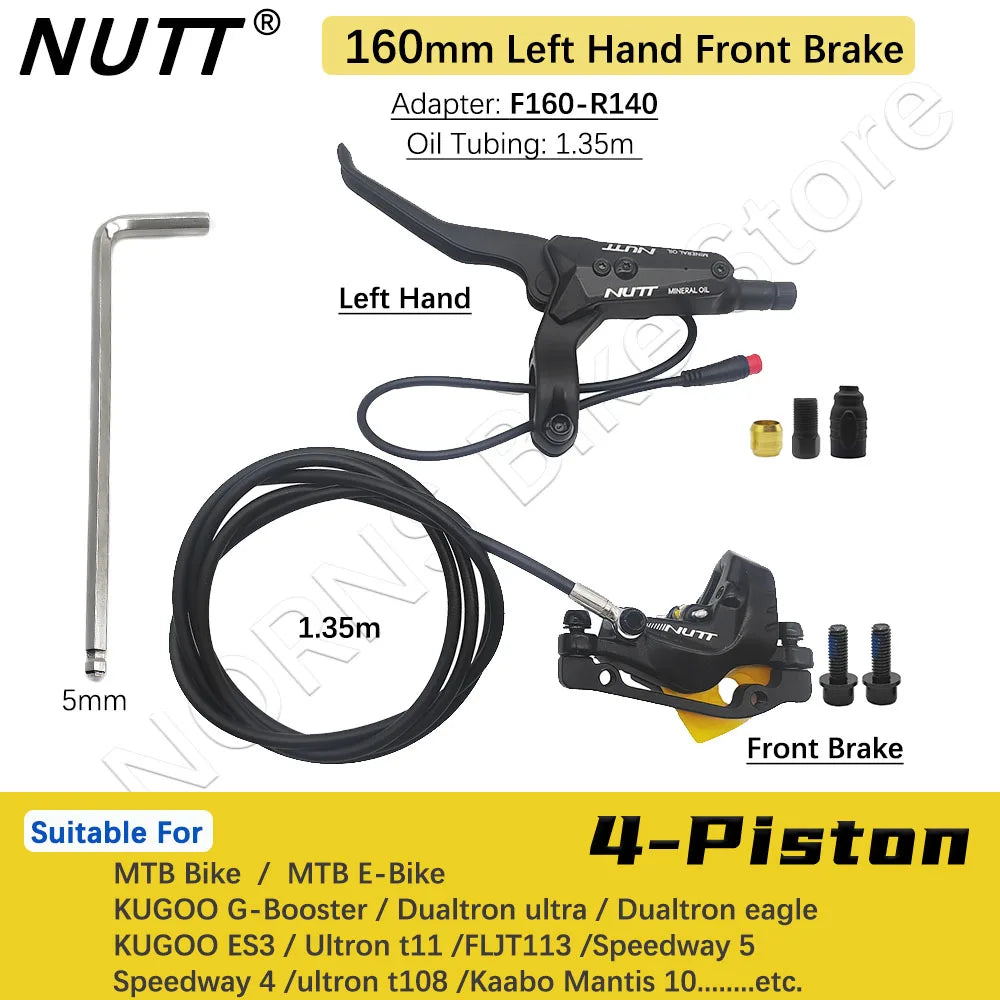 NUTT 4 Piston Y-5 Electric E-Bike Scooter Disc Brake Hydraulic Bicycle 140 160 180 Rotor For A5-D KUGOO Dualtron Kaabo Mantis RISE DEFENSE SYSTEMS.AI PRODUCTS