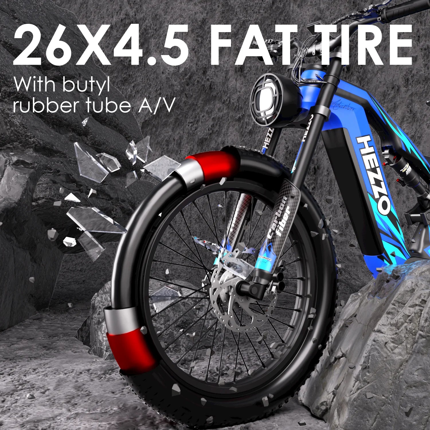 HEZZO K9 Carbon Fiber Ebike 52V 1000W Bafang M620 Middrive Electric Bicycle 21Ah LG 50Kmp 26X4.5