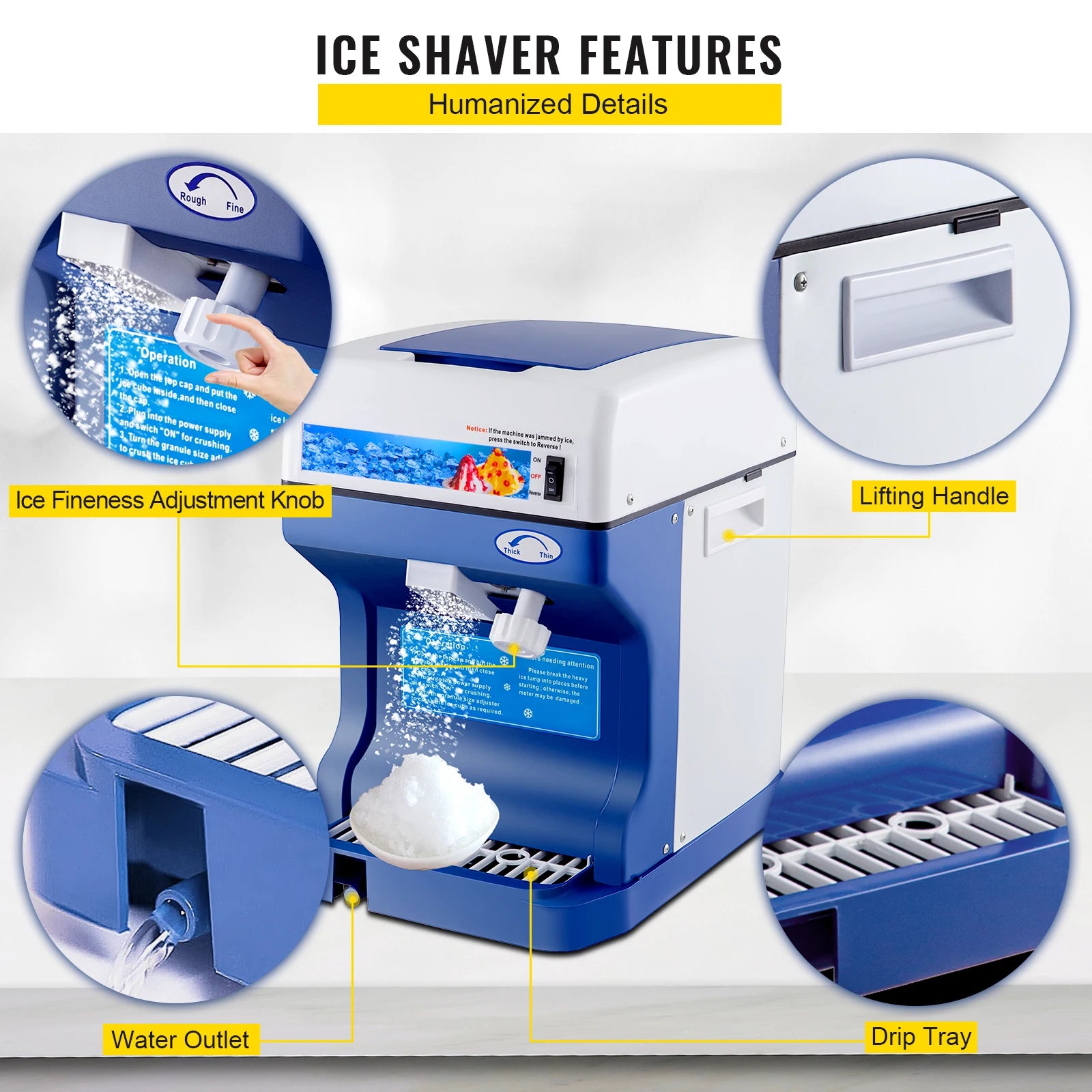 VEVOR 120/200 KG/H Electric Ice Shaver Branch Crusher Chopper Smoothie Blender Granizing Machine Shredder Snow Cone Cubes Maker RISE DEFENSE SYSTEMS.AI PRODUCTS