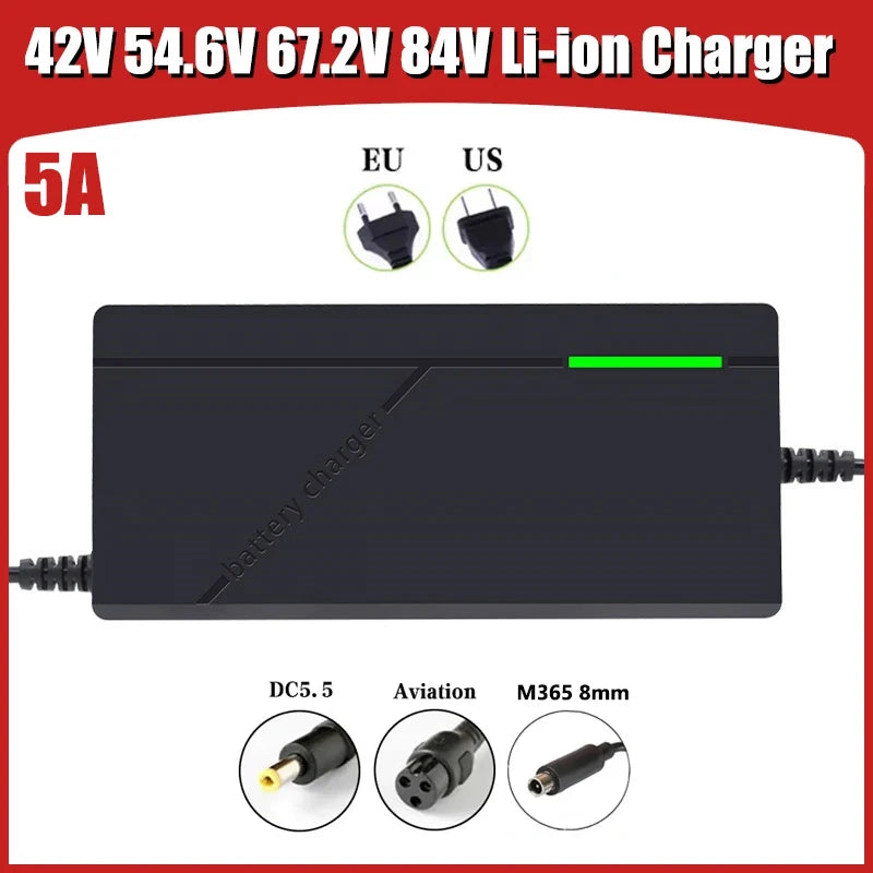 42V 54.6V 67.2V 84V 5A Li-ion Battery Charger For 36V 60V 72V 48V  Lithium Polymer Battery Pack Lithium Battery Charger RISE DEFENSE SYSTEMS.AI PRODUCTS