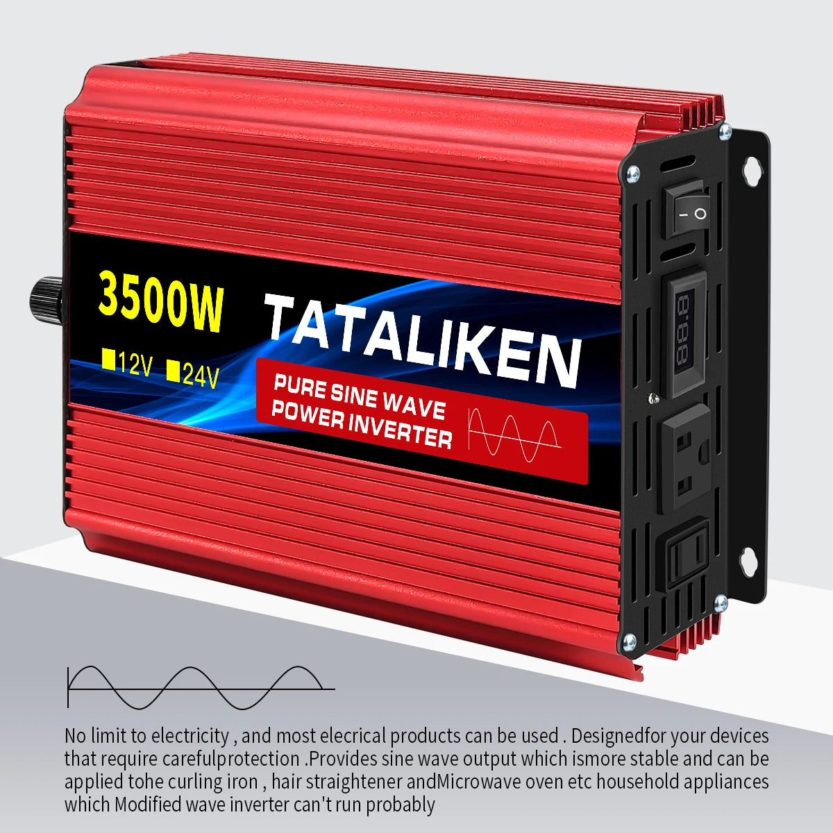 DC 12V/24V to AC 110V60HZ Pure Sine Wave Inverter screen 1600-10000w suitable for Car solar High Energy Converter with LED RISE DEFENSE SYSTEMS.AI PRODUCTS