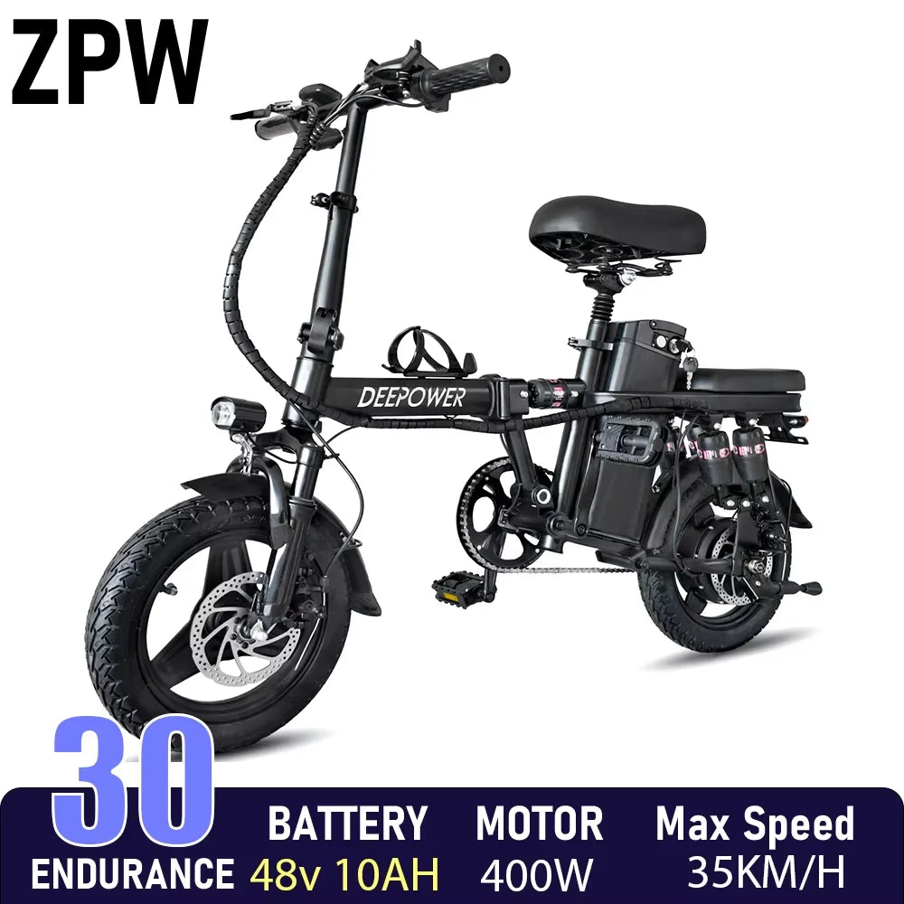 ZPW RS6 Electric bike 400W 48V 30AH Folding 14inch ebike Mini Adult electric bicycle Multi-Shock Absorption City Commuting ebike RISE DEFENSE SYSTEMS.AI PRODUCTS