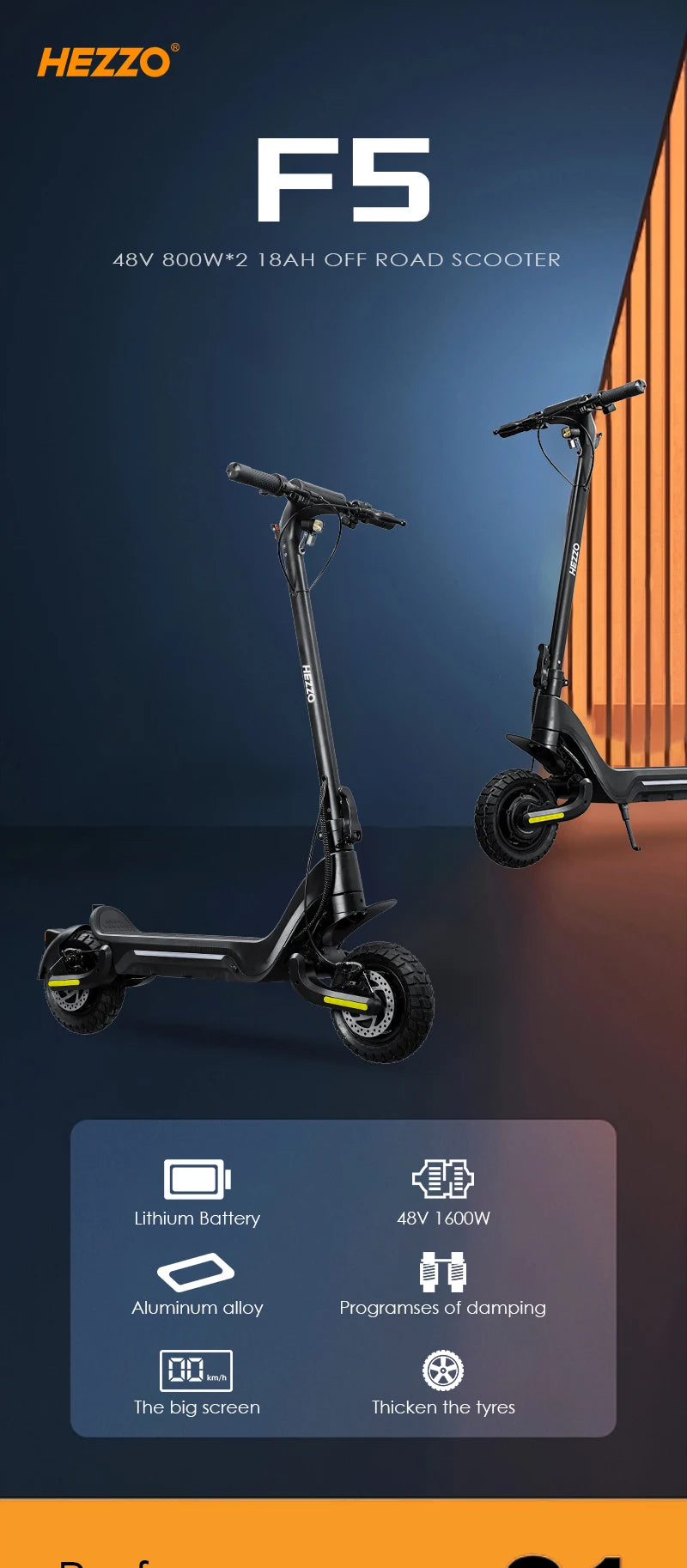 HEZZO F5 Meicang 48V 1600W 18Ah electric scooter city off-road strong dual motor scooter disc brake 28Mph 37Miles RISE DEFENSE SYSTEMS.AI PRODUCTS