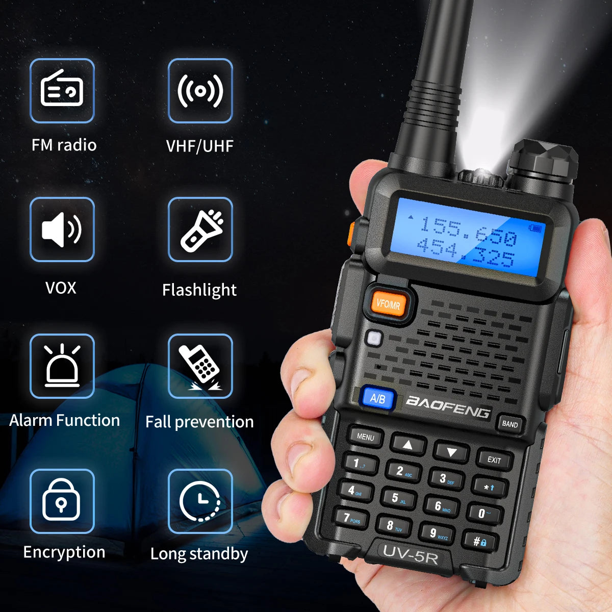 Baofeng Walkie Talkie UV 5R 5W 8W Dual Band Ham Two Way Radio Vhf Uhf FM Radio Handheld Transceiver Hunting 16KM RISE DEFENSE SYSTEMS.AI PRODUCTS