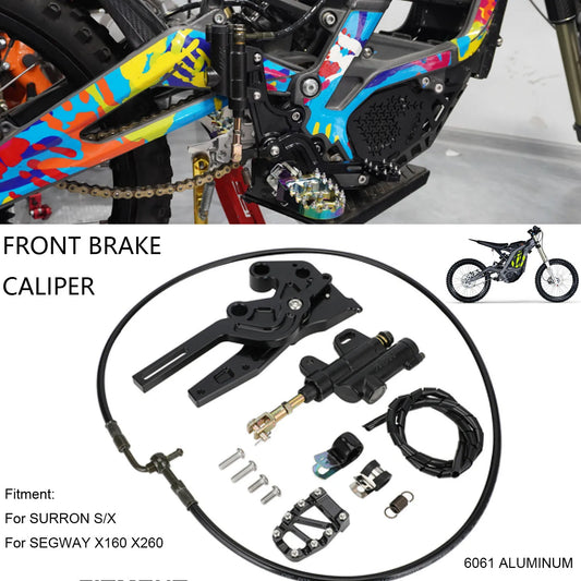Front Rear Brake Caliper Set For SURRON Lightbee S/X SEGWAY X160 X260 Aluminum Motorcycle Accessories Motorcross Dirt Pit Bike RISE DEFENSE SYSTEMS.AI PRODUCTS