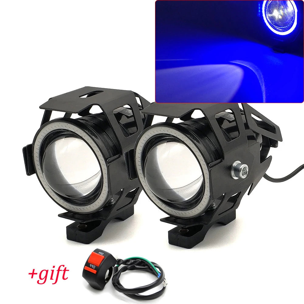 LED headlight for motorcycle Cree LED Angel Eyes DHO U7, strobe light for motorcycle with tube mount RISE DEFENSE SYSTEMS.AI PRODUCTS