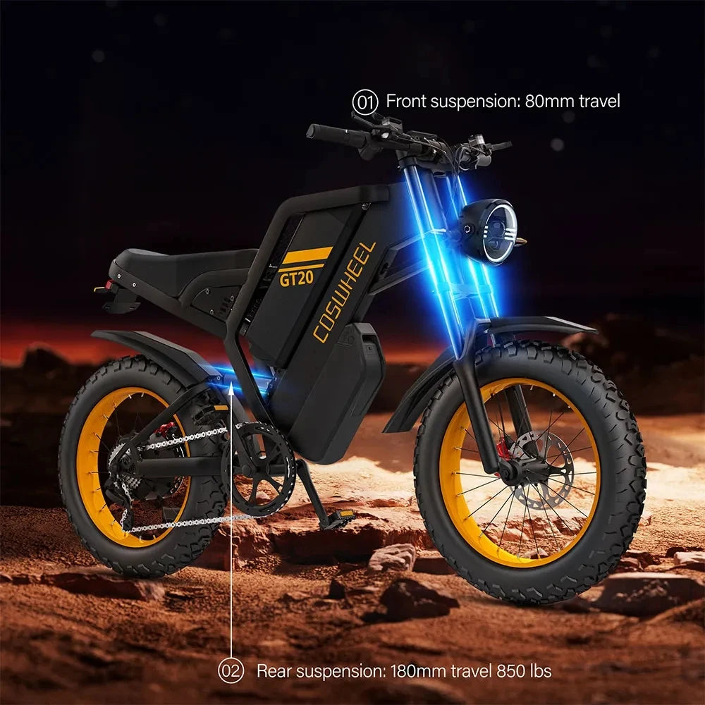 Coswheel GT20 Pro 1500/3000W Electric bike 48V 25ah/40AH Mountain bikes Electric Off Road Bike Fat Tires Motorcycle Ebike RISE DEFENSE SYSTEMS.AI PRODUCTS