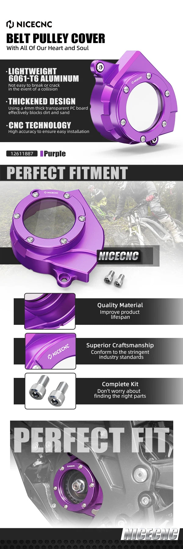 NICECNC For Surron Light Bee X S L1E Segway X160 X260 Electric Dirt Bike Transparent Motor Belt Pulley Cover Aluminum Protector RISE DEFENSE SYSTEMS.AI PRODUCTS