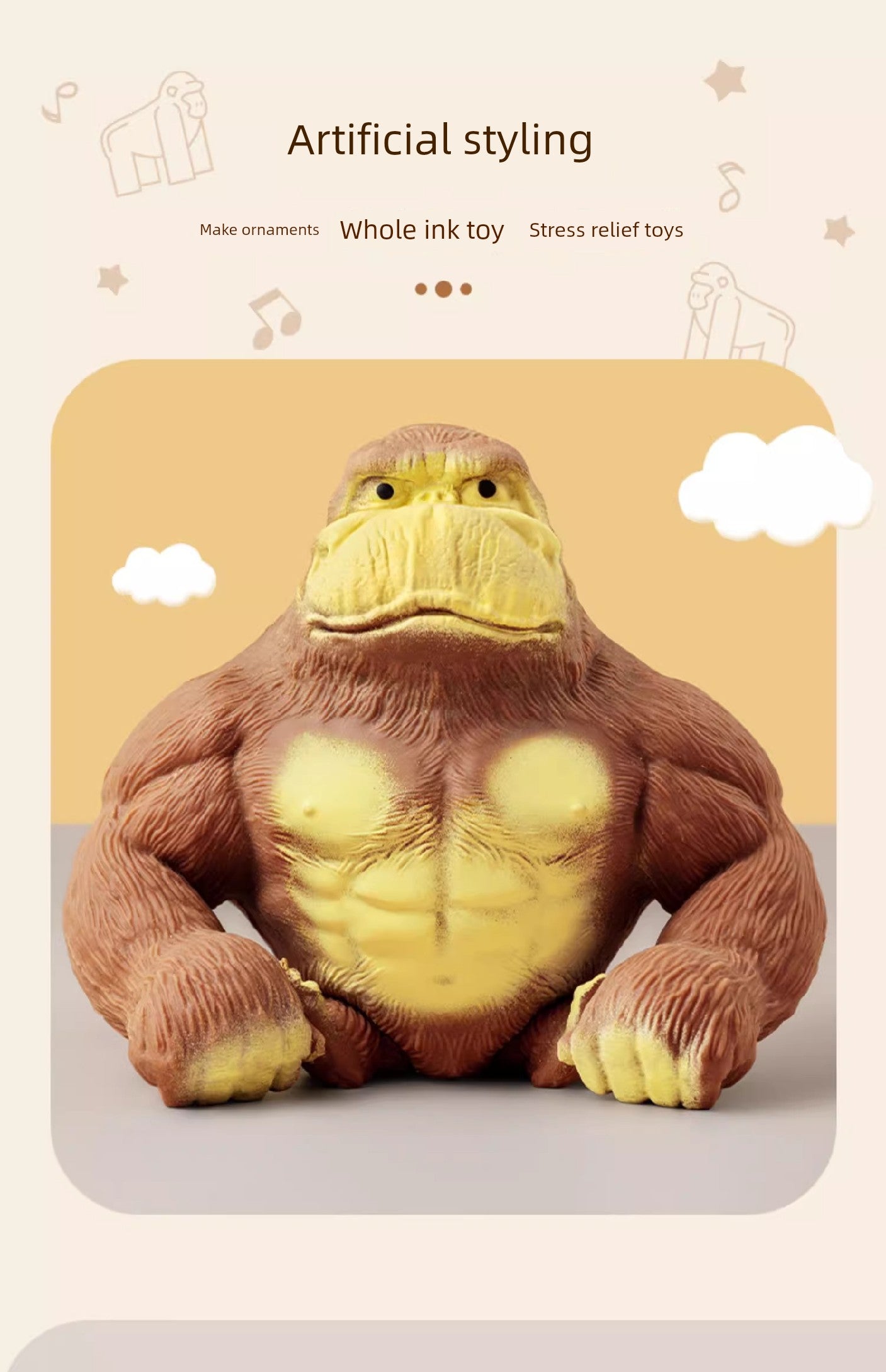 Internet Celebrity Funny Fun Pressing Vent Toy Gorilla RISE DEFENSE SYSTEMS.AI PRODUCTS
