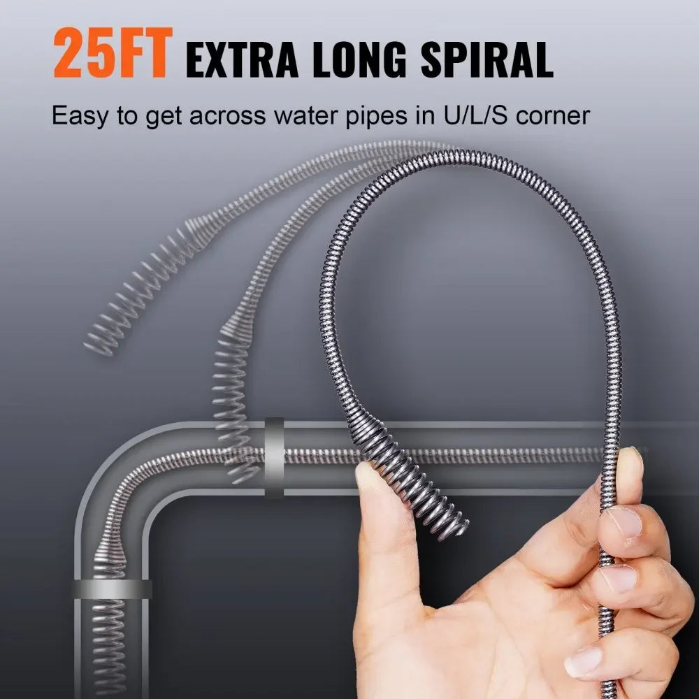 VEVOR Drain Auger 25Ft Plumbing Snake Auto/Manual Feed Pipe Snake Drain Clog Remover for Kitchen Bathroom Shower Sink RISE DEFENSE SYSTEMS.AI PRODUCTS